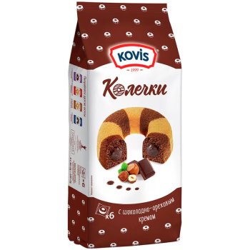 Пирожные бисквитные Kovis Колечки с шоколадно-ореховым кремом, 240г