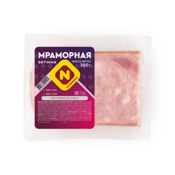 Ветчина Мраморная в-у срез Останкино, 300г