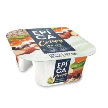Йогурт Epica Crispy с фисташками, семечками подсолнечника, темным шоколадом 10,5%, 140г
