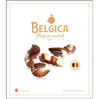 Конфеты шоколадные Belgica Seashells с начинкой Пралине, 190г