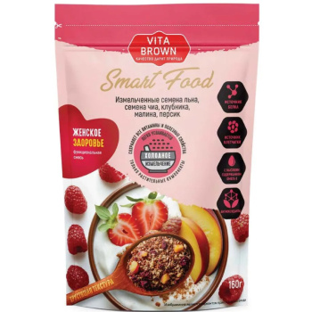Семена Vita Brown из льна, чиа, клубника, малина, персик, 160г