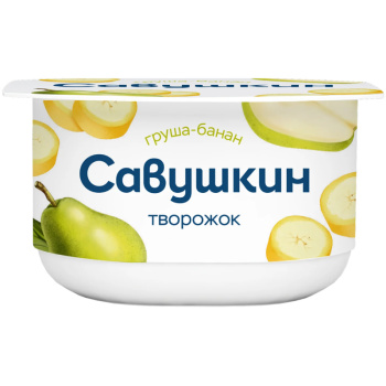 Паста творожная десертная Груша и банан Савушкин Продукт 3,5% БЗМЖ, 120г
