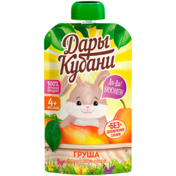 Пюре фруктовое Дары Кубани 90мл из груш дой-пак
