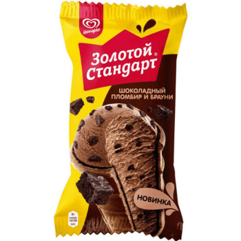 Мороженое Инмарко 90гЗолотой Стандарт пломбир шоколад брауни ваф.ст. БЗМЖ