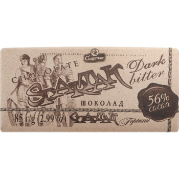 Шоколад Спартак горький 56%, 85г 
