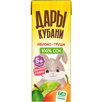 Сок Дары Кубани Для детей Яблочно-грушевый 0,2л