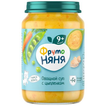 Суп ФрутоНяня овощной с цыпленком, 190г