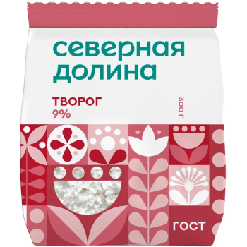 Творог Северная Долина 9% 300г стабилобэг БЗМЖ