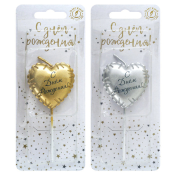 Свеча тортовая на шпажке, воздушное сердце, микс