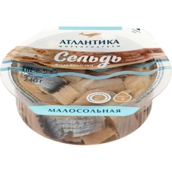 Сельдь малосольная филе-кусочки в масле, Атлантика, 240г