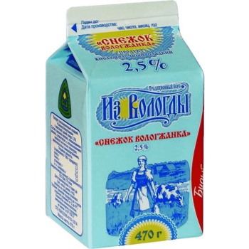 Снежок Вологжанка 2,5% БЗМЖ, 0,47л