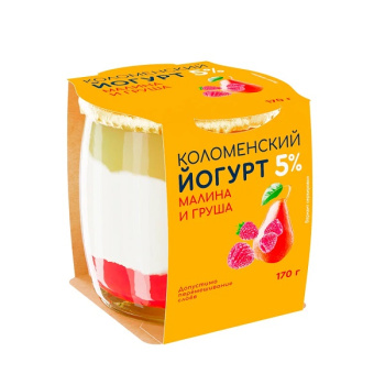 Йогурт Коломенский Малина-груша 5% БЗМЖ, 170г