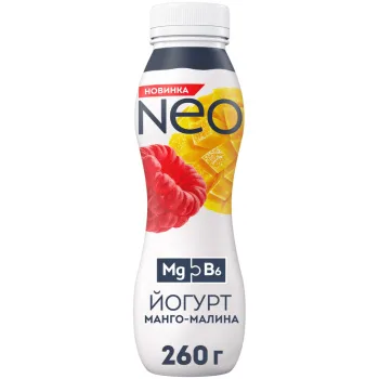 Йогурт питьевой NEO манго-малина 1,5%, 260г