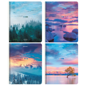 Тетрадь 96л, А5, клетка, BRAUBERG гребень, Travel микс