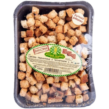 Гренки пшеничные Знаковые с чесноком и зеленью Знаковая Компания, 100г