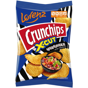 Чипсы картофельные Crunchips X-Cut рифленые со вкусом африканской Чакалаки, 70г