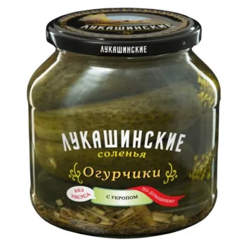 Огурчики Лукашинские соленые по-домашнему с укропом, 670г 