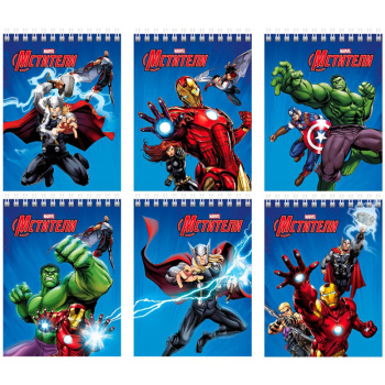 Блокнот А6 клетка на гребне Hatber Мстители 40 листов