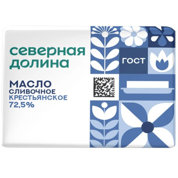 Масло Северная долина сливочное крестьянское фольга БЗМЖ 72,5% 160г