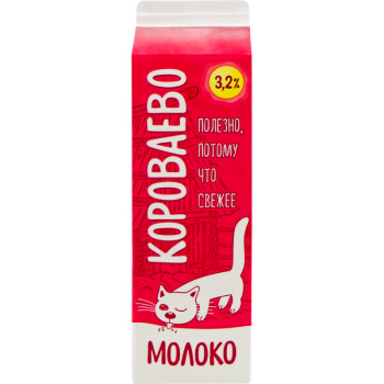 Молоко Короваево 3,2% БЗМЖ, 0,9л