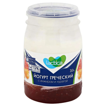Йогурт греческий инжир-курага 3% 190г пэт-банка Lactica БЗМЖ