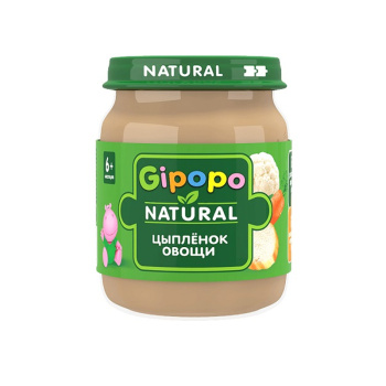 Пюре Gipopo цыпленок овощи, для детского питания, 100г