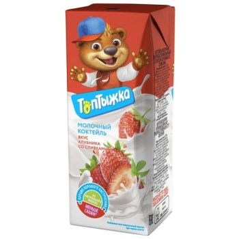 Коктейль молочный Топтыжка Клубника сливки 3,2% 200г БЗМЖ