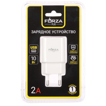 Сетевое зарядное устройство FORZA белый, USB-А 10Вт  
