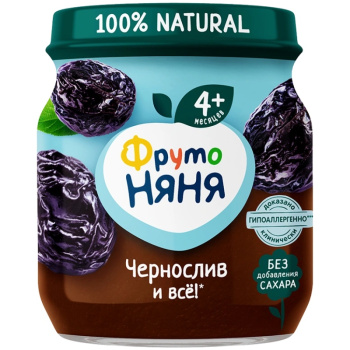 Пюре черносливовое натуральное Фрукто Няня 100 г