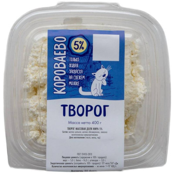 Творог Короваево 4% БЗМЖ, 400г  