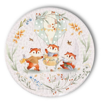 Бумажные тарелки Лисички, 6 шт, 18см