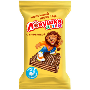 Шоколад молочный Левушка детям с вафлями, 27.5г