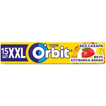 Жевательная резинка Orbit XXL вкус Клубника-банан без сахара, 20,4г