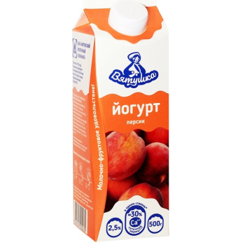 Йогурт Вятушка 2,5% 500г персик с сахаром