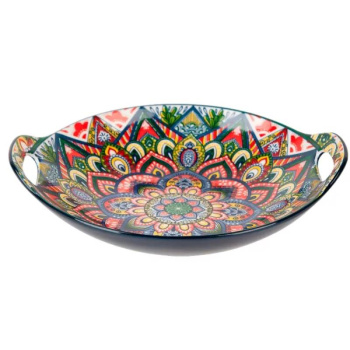 Блюдо с ручками Arabesque, фарфор, синее, 22,5х20,5х4,5см