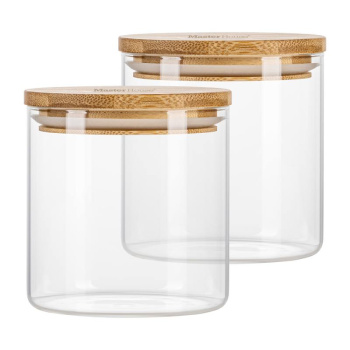 Банки стеклянные с бамбуковой крышкой Тауэр-700 2шт 