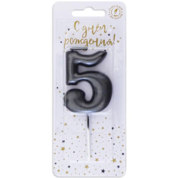 Свеча тортовая на шпажке 5 мокрый асфальт