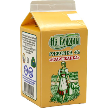 Ряженка Вологжанка 4% БЗМЖ, 0,47л