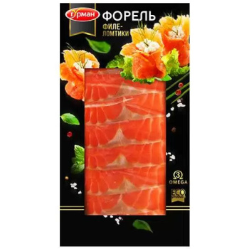 Форель филе ломтики слабосоленая Гурман, 100г
