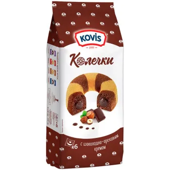 Пирожные бисквитные Kovis Колечки с шоколадно-ореховым кремом, 240г
