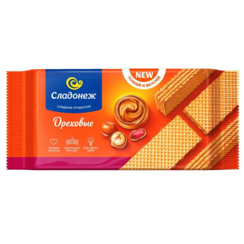 Вафли Сладонеж тоньше и вкуснее, ореховые, 170г