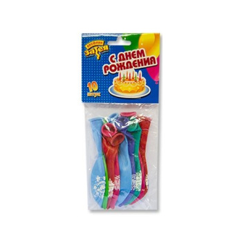 Набор шаров рис С Днем рожд 30см 10шт 1111-0838