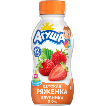 Ряженка Агуша клубника 2,9% БЗМЖ, 180г