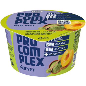 Йогурт безлактозный Pro-Complex Персик-Матча 2% БЗМЖ, 130г