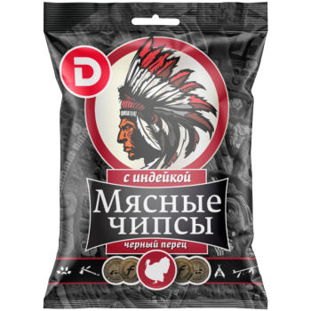 Чипсы мясные Дымов сыровяленые из индейки с черным перцем, 25г