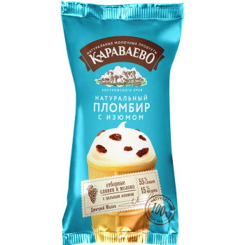 Мороженое Караваево Пломбир с изюмом 70г БЗМЖ