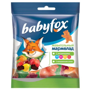 Жевательный мармелад Babyfox c витаминами, ассорти вкусов Яшкино, 30г