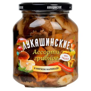 Грибы ассорти маринованные Лукашинские, 340г 