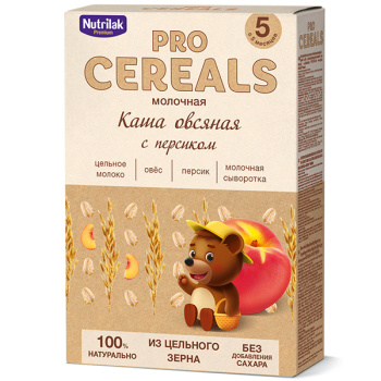 Каша Нутрилак Премиум PRO CEREALS Овсяная с персиком молочная 200г с 5мес. БЗМЖ