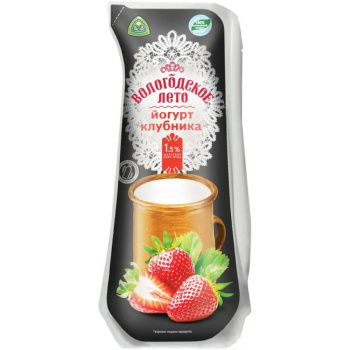 Йогурт Вологодское Лето Клубника 1,5% 450г БЗМЖ